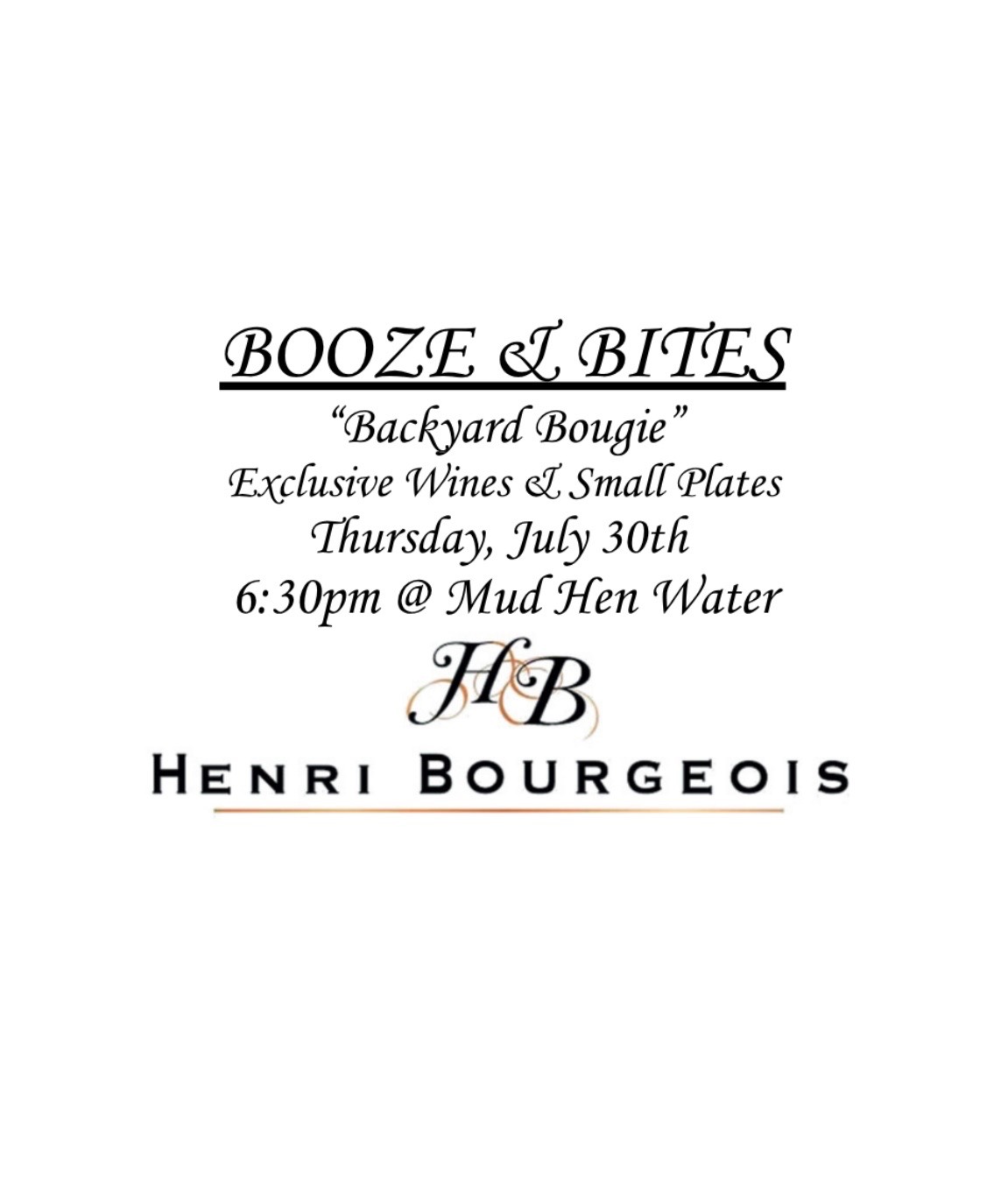 Booze & Bites | July 30th